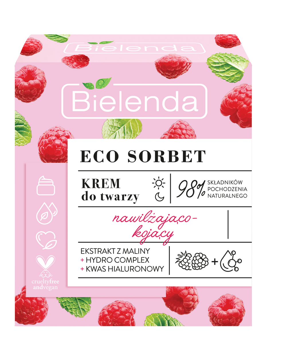 BIELENDA - ECO SORBET Crema Facial Hidratante y Calmante Frambuesa