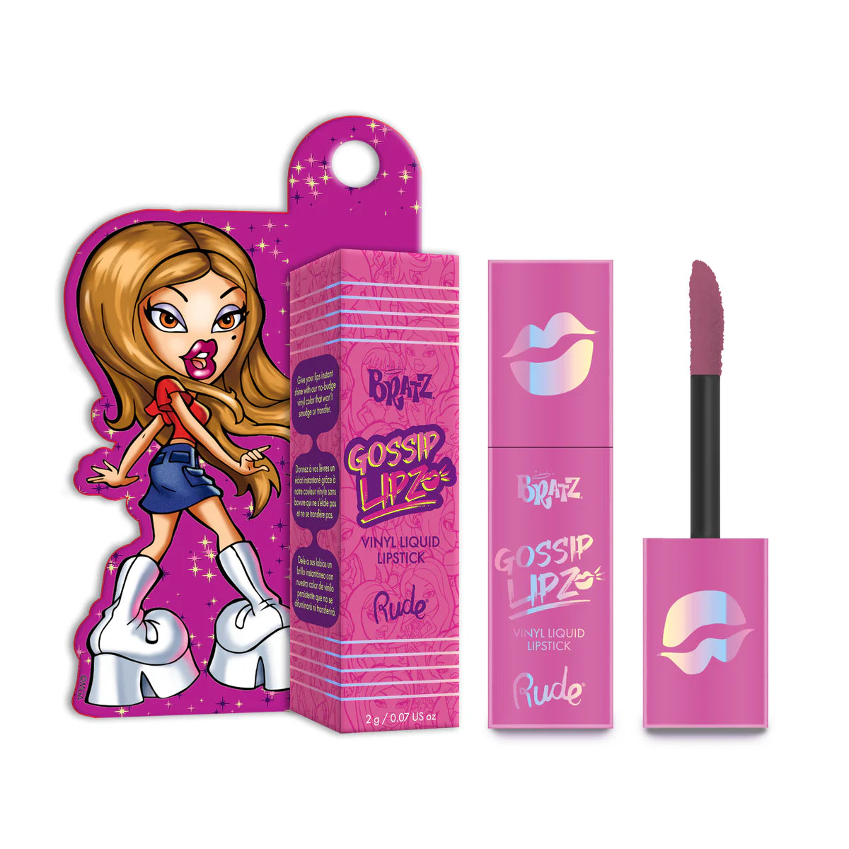 Rude - Lápiz labial líquido de vinilo Bratz Gossip Lipz - Hush Hush